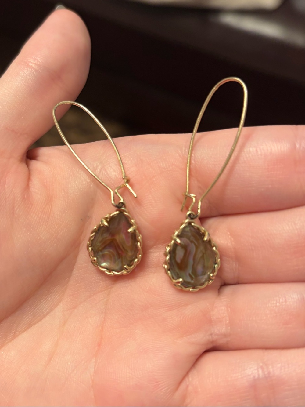 Kendra Scott Gold Teardrop Abalone Dangle Earrings